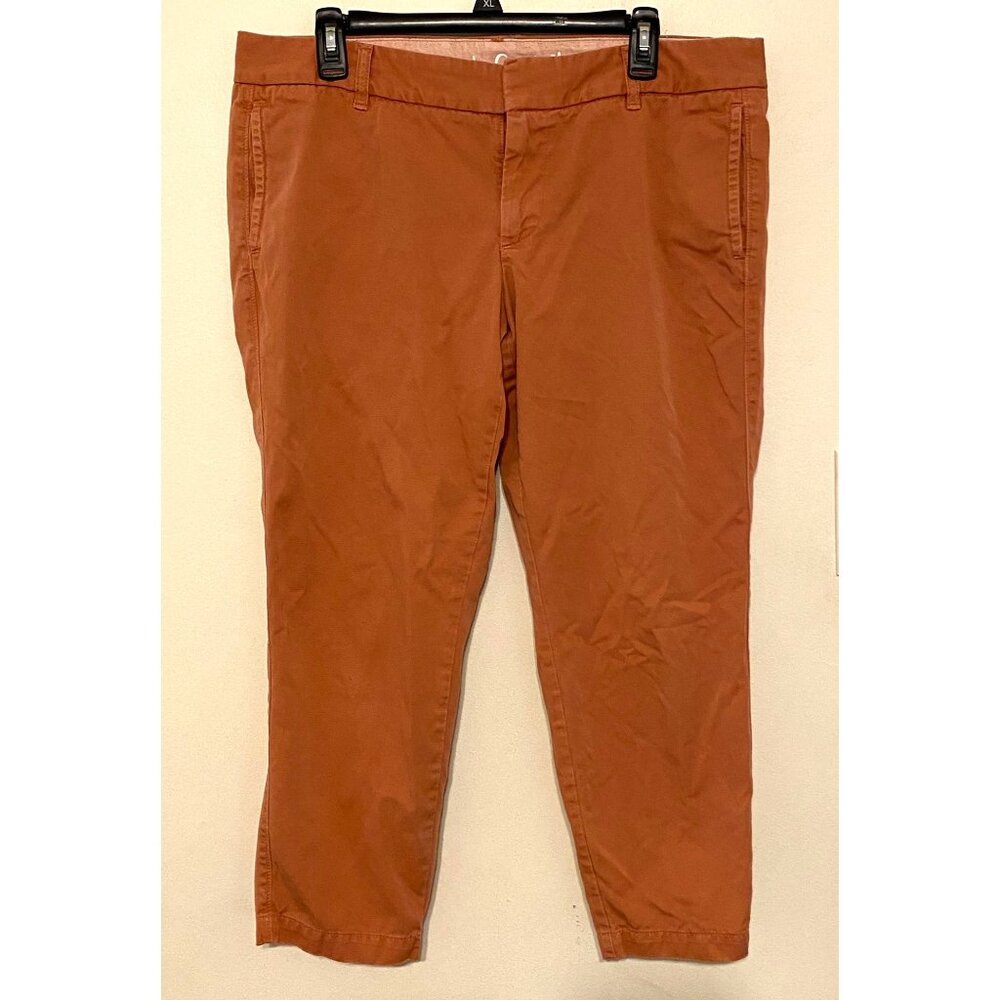 Womens J. Crew Broken-In Scout Chino Rust Orange Brown Straight Leg Capris Sz 12